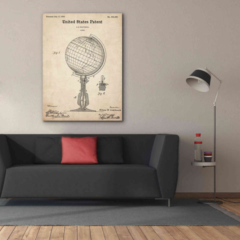 Image of 'globe Blueprint Patent Parchment,' Canvas Wall Art,40 x 54