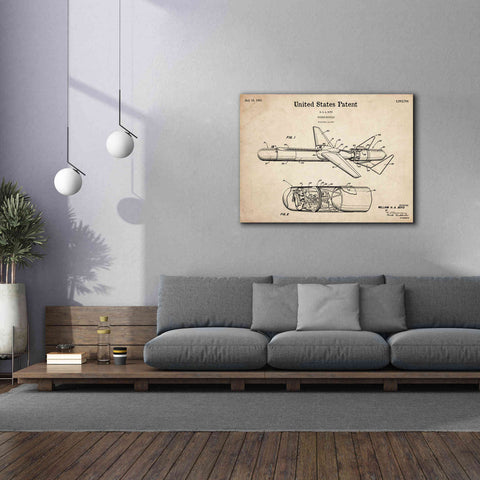 Image of 'Cold War Era Guided Missile Blueprint Patent Parchment,' Canvas Wall Art,54 x 40