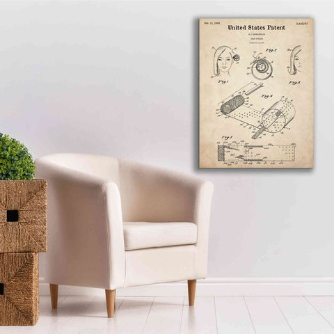 Image of 'Hair Curler Blueprint Patent Parchment,' Canvas Wall Art,26 x 34