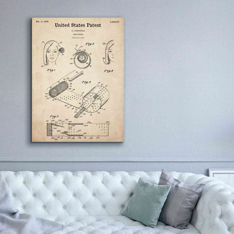 Image of 'Hair Curler Blueprint Patent Parchment,' Canvas Wall Art,40 x 54