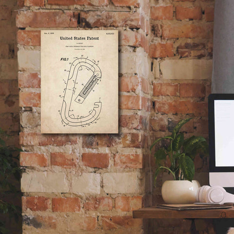 Image of 'Climbing Hook Blueprint Patent Parchment,' Canvas Wall Art,12 x 16