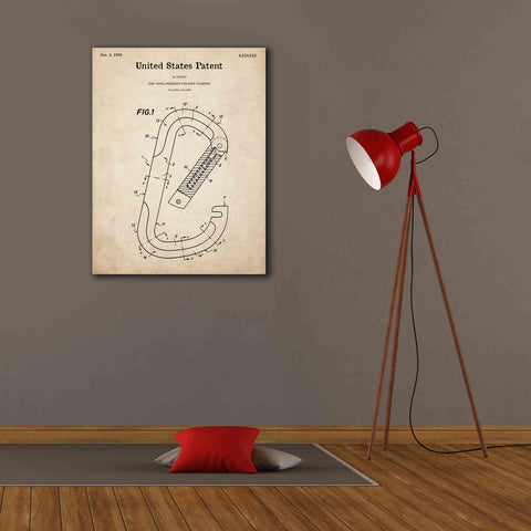 Image of 'Climbing Hook Blueprint Patent Parchment,' Canvas Wall Art,26 x 34