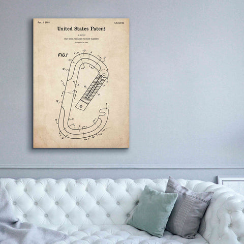 Image of 'Climbing Hook Blueprint Patent Parchment,' Canvas Wall Art,40 x 54