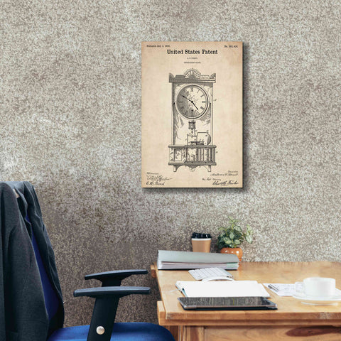 Image of 'Mantel Clock Blueprint Patent Parchment,' Canvas Wall Art,18 x 26