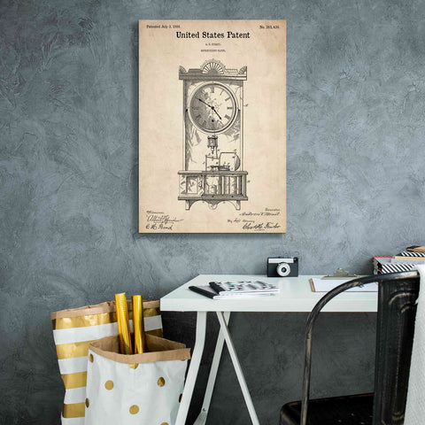 Image of 'Mantel Clock Blueprint Patent Parchment,' Canvas Wall Art,18 x 26