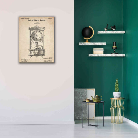 Image of 'Mantel Clock Blueprint Patent Parchment,' Canvas Wall Art,26 x 34