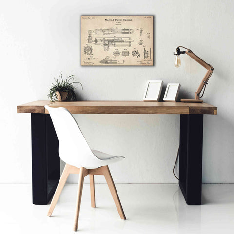 Image of 'Machine Gun Blueprint Patent Parchment,' Canvas Wall Art,26 x 18