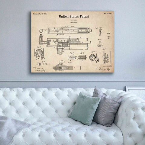 Image of 'Machine Gun Blueprint Patent Parchment,' Canvas Wall Art,54 x 40
