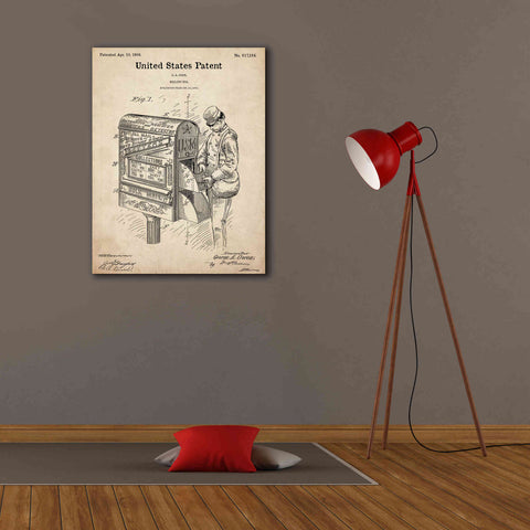 Image of 'Mailbox Blueprint Patent Parchment,' Canvas Wall Art,26 x 34
