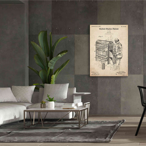 Image of 'Mailbox Blueprint Patent Parchment,' Canvas Wall Art,40 x 54