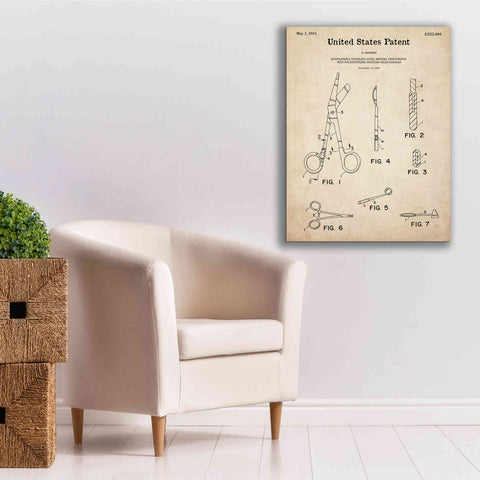 Image of 'Medical Instruments Blueprint Patent Parchment,' Canvas Wall Art,26 x 34