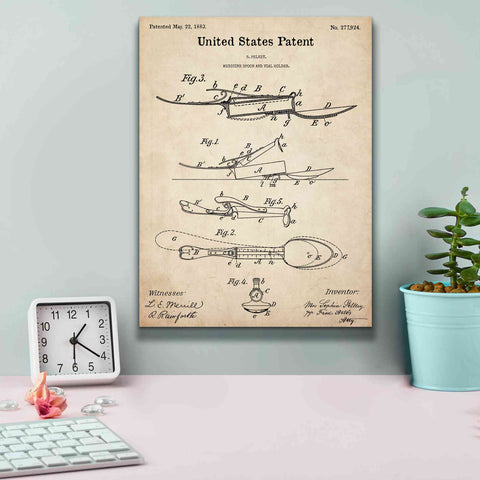 Image of 'Medicine Spoon Blueprint Patent Parchment,' Canvas Wall Art,12 x 16