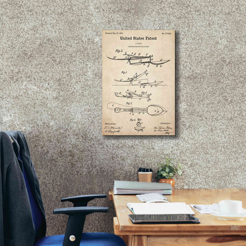 Image of 'Medicine Spoon Blueprint Patent Parchment,' Canvas Wall Art,18 x 26