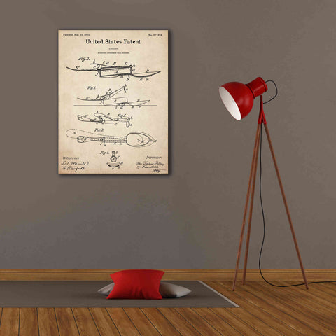 Image of 'Medicine Spoon Blueprint Patent Parchment,' Canvas Wall Art,26 x 34