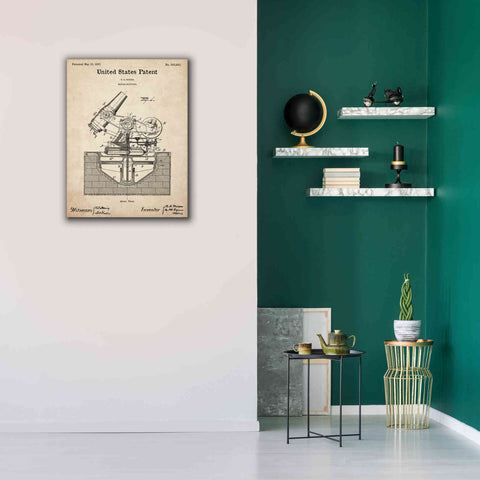 Image of 'Mortar Mounting Blueprint Patent Parchment,' Canvas Wall Art,26 x 34