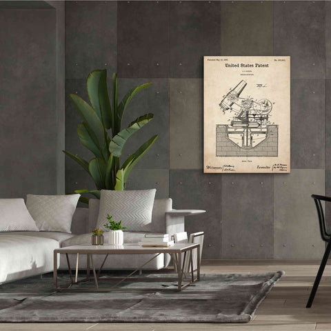 Image of 'Mortar Mounting Blueprint Patent Parchment,' Canvas Wall Art,40 x 54