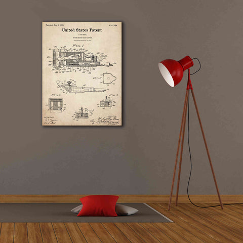 Image of 'Motor Hair Clipper Blueprint Patent Parchment,' Canvas Wall Art,26 x 34
