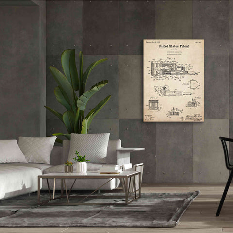 Image of 'Motor Hair Clipper Blueprint Patent Parchment,' Canvas Wall Art,40 x 54