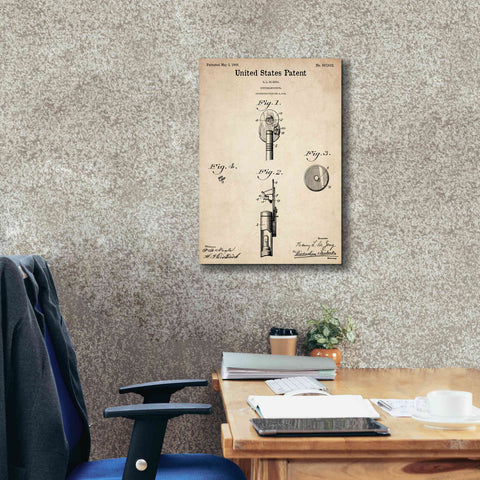 Image of 'Ophthalmoscope Blueprint Patent Parchment,' Canvas Wall Art,18 x 26