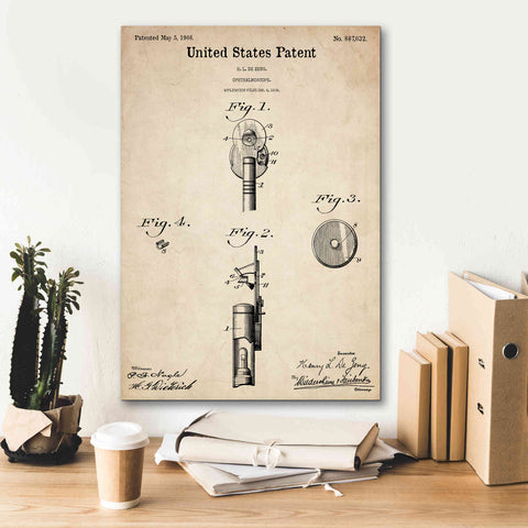 Image of 'Ophthalmoscope Blueprint Patent Parchment,' Canvas Wall Art,18 x 26