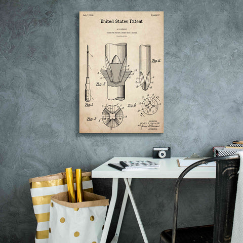 Image of 'Screw Driver Blueprint Patent Parchment,' Canvas Wall Art,18 x 26