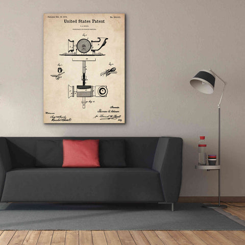 Image of 'Phonograph Blueprint Patent Parchment,' Canvas Wall Art,40 x 54