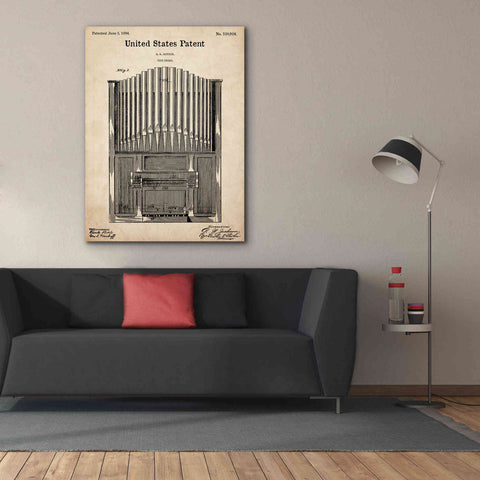 Image of 'Pipe Organ Blueprint Patent Parchment,' Canvas Wall Art,40 x 54