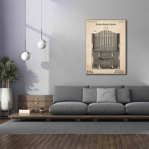 Image of 'Pipe Organ Blueprint Patent Parchment,' Canvas Wall Art,40 x 54
