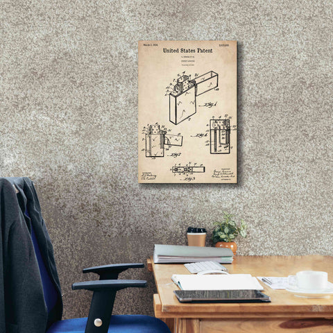 Image of 'Pocket Lighter Blueprint Patent Parchment,' Canvas Wall Art,18 x 26