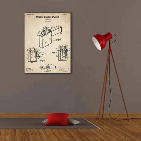 Image of 'Pocket Lighter Blueprint Patent Parchment,' Canvas Wall Art,26 x 34