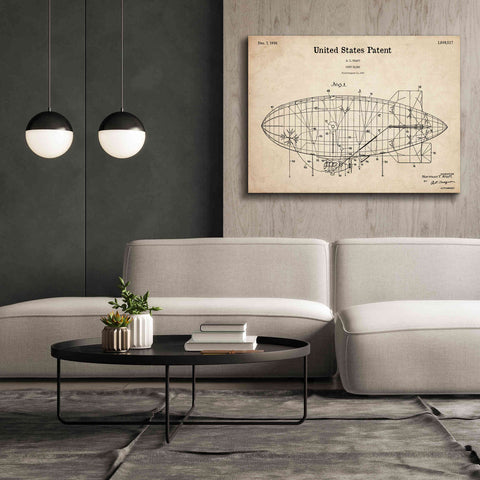 Image of 'Pony Blimp Blueprint Patent Parchment,' Canvas Wall Art,54 x 40