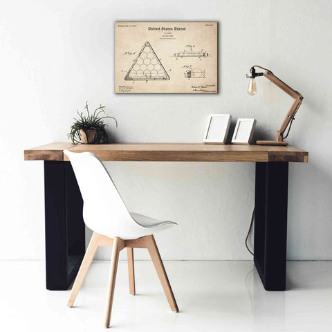 Image of 'Pool Ball Frame Blueprint Patent Parchment,' Canvas Wall Art,26 x 18