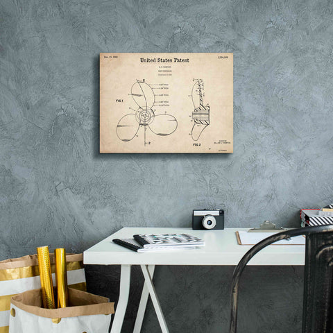 Image of 'Boat Propeller Blueprint Patent Parchment,' Canvas Wall Art,16 x 12