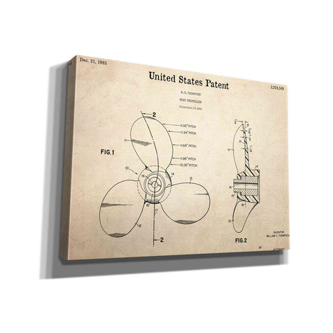 Image of 'Boat Propeller Blueprint Patent Parchment,' Canvas Wall Art,16x12x1.1x0,26x18x1.1x0,34x26x1.74x0,54x40x1.74x0