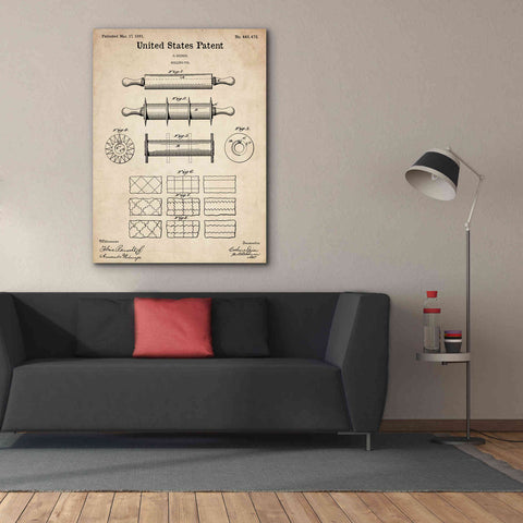 Image of 'Rolling Pin Blueprint Patent Parchment,' Canvas Wall Art,40 x 54