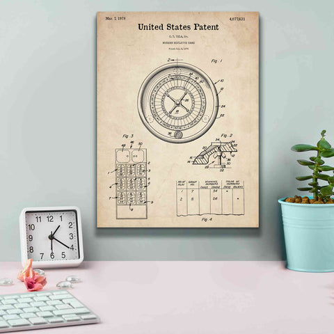 Image of 'Roulette Blueprint Patent Parchment,' Canvas Wall Art,12 x 16