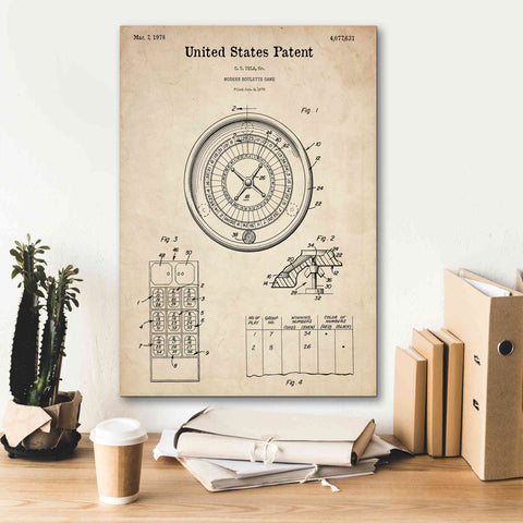 Image of 'Roulette Blueprint Patent Parchment,' Canvas Wall Art,18 x 26