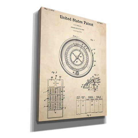 Image of 'Roulette Blueprint Patent Parchment,' Canvas Wall Art,12x16x1.1x0,18x26x1.1x0,26x34x1.74x0,40x54x1.74x0