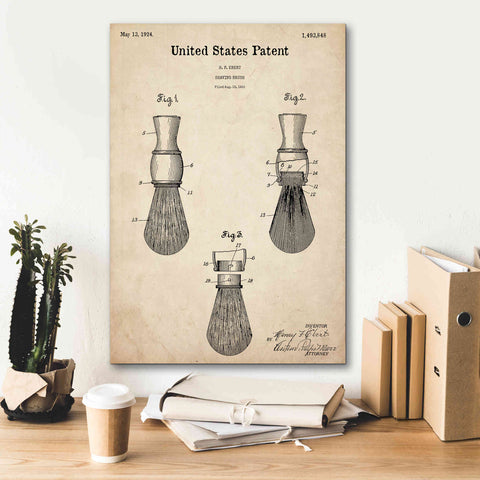 Image of 'Shaving Brush Blueprint Patent Parchment,' Canvas Wall Art,18 x 26