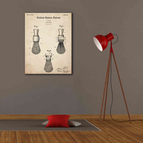Image of 'Shaving Brush Blueprint Patent Parchment,' Canvas Wall Art,26 x 34