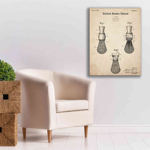 Image of 'Shaving Brush Blueprint Patent Parchment,' Canvas Wall Art,26 x 34