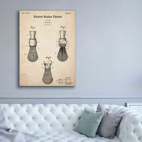 Image of 'Shaving Brush Blueprint Patent Parchment,' Canvas Wall Art,40 x 54