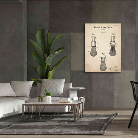 Image of 'Shaving Brush Blueprint Patent Parchment,' Canvas Wall Art,40 x 54