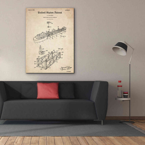 Image of 'Shipping Gondola Blueprint Patent Parchment,' Canvas Wall Art,40 x 54