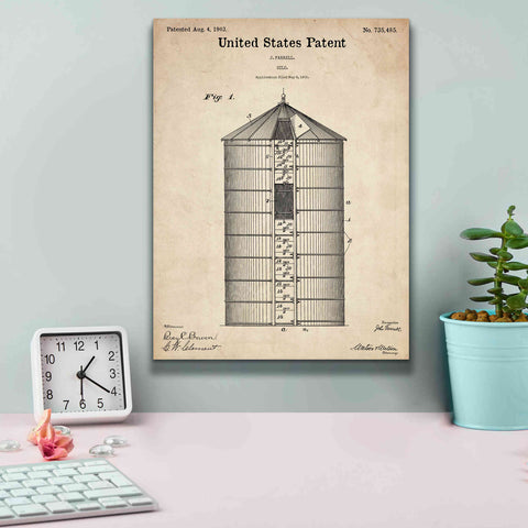 Image of 'Silo Blueprint Patent Parchment,' Canvas Wall Art,12 x 16