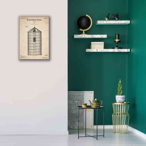Image of 'Silo Blueprint Patent Parchment,' Canvas Wall Art,18 x 26