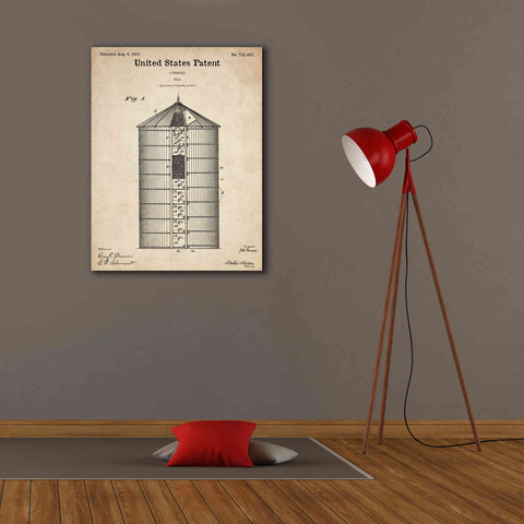 Image of 'Silo Blueprint Patent Parchment,' Canvas Wall Art,26 x 34