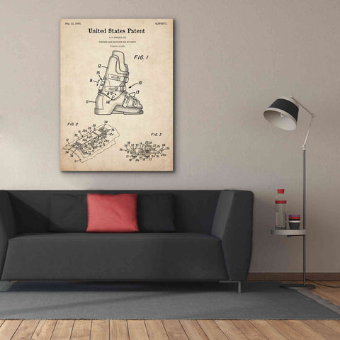 Image of 'Ski Boots Blueprint Patent Parchment,' Canvas Wall Art,40 x 54