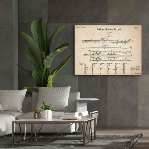 Image of 'Ski Blueprint Patent Parchment,' Canvas Wall Art,54 x 40