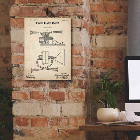 Image of 'Speaking Telephone Blueprint Patent Parchment,' Canvas Wall Art,12 x 16